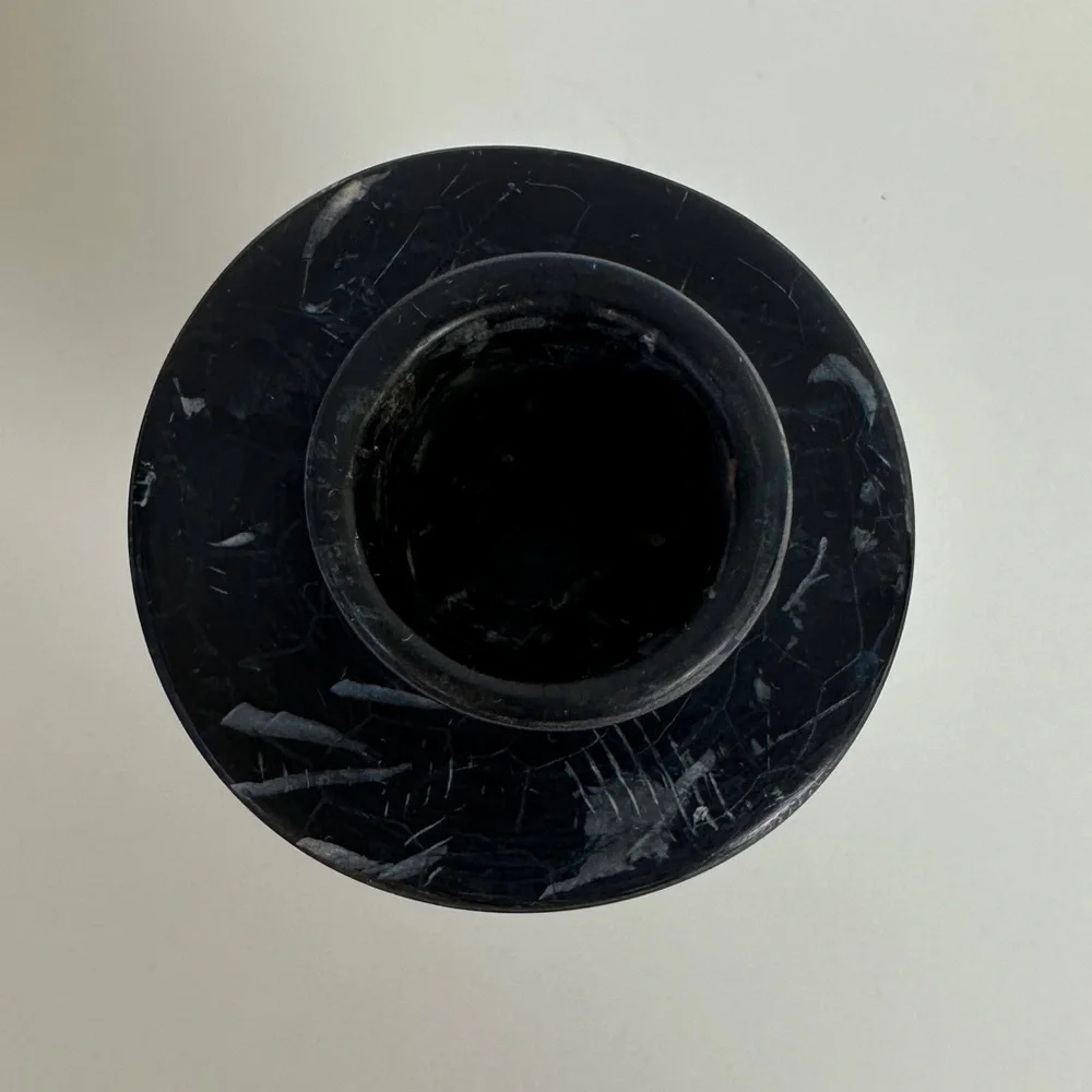 VTG Hand Carved‎ Soapstone Taper Candle Holder Blue Black